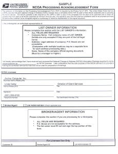NCOA Processing Acknowledgement Form